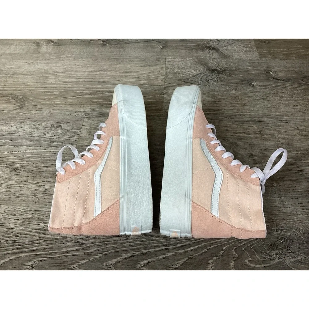 Vans Sk8-Hi Womens size 9.5 Tapered Stackform Pink Suede High Top Shoes Platform